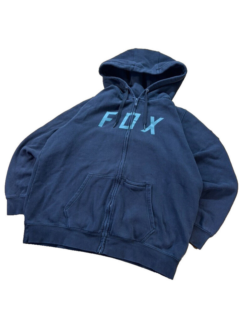 Fox Racing Hoodie Mens XL Black Y2K Full Zip Moto Streetwear